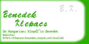benedek klepacs business card